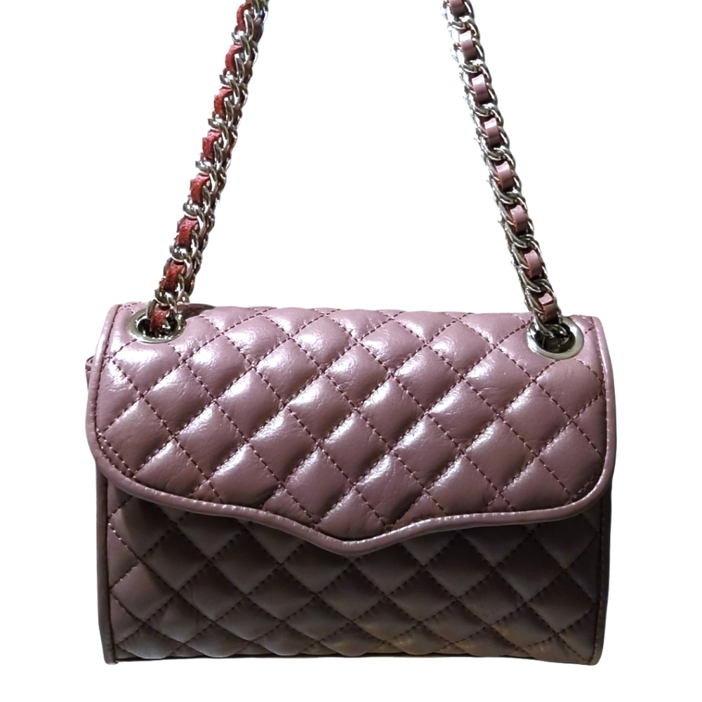 Rebecca Minkoff Mauve Quilted Affair Leather Mini Convertible Shoulder Bag